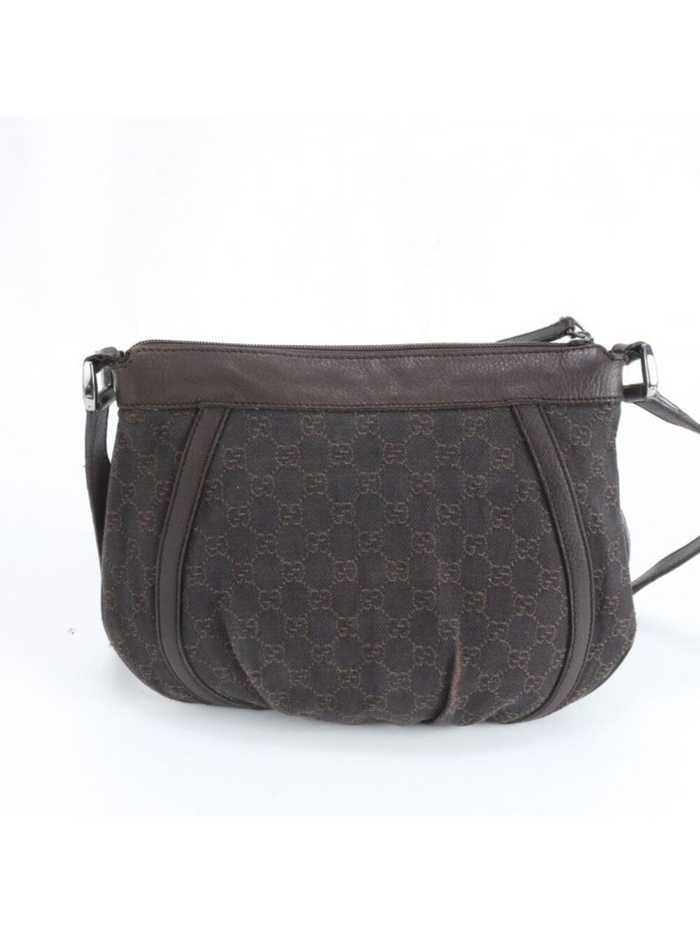 Gucci GG Canvas Abbey Leather Shoulder Bag Crossbody Brown - Picture 2 of 9